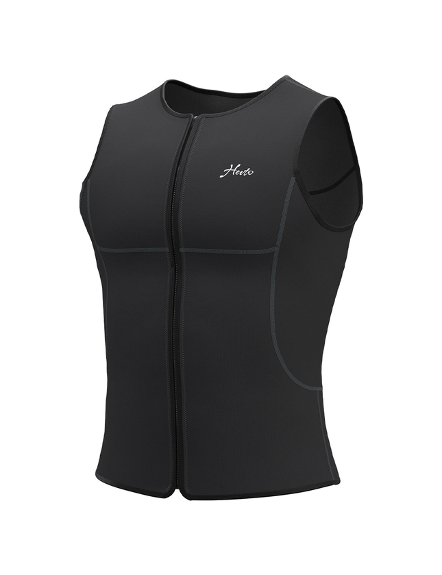 Hevto Men Wetsuits Top Vest 3mm Neoprene Front Zip Sleeveless Wet Suit for Surfing Swimming Kayak SUP Jet Ski (Men Black, XXL)