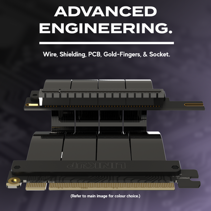 LINKUP - AVA5 PCIE 5.0 Riser Cable | RTX5090 RX9070 GPU Ready | x16 128GB/s Speed | Compatible with PCIe 4.0 & WRX80/WRX90E | Right Angle, Black 10cm