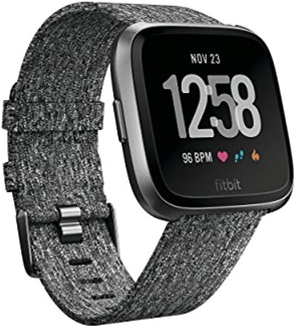 Fitbit Versa Special Edition Smart Watch, Charcoal Woven, One Size (S & L Bands Included)