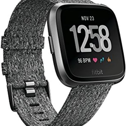 Fitbit Versa Special Edition Smart Watch, Charcoal Woven, One Size (S & L Bands Included)