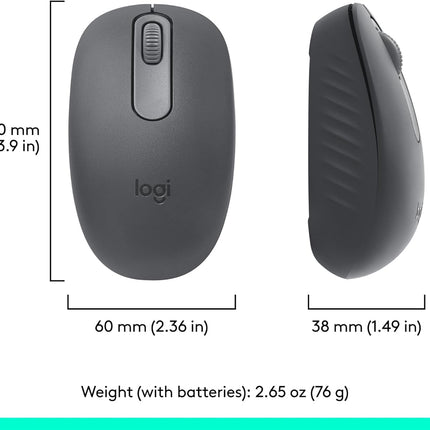 Logitech M196 Bluetooth Wireless Mouse, Compact and Portable Mouse for Laptops, Tablets and More, 12-Month Battery, Smooth Tracking, Compatible with PC and Mac, Windows and macOS - Graphite