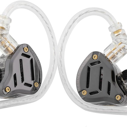 Linsoul KZ ZS10 PRO 2 In Ear Monitor IEM, 1DD+4BA Hybrid Wired Earbuds, with 4-Level Tuning Switch, 3-Way Crossover Gaming Earbuds, Silver-plated IEM Cable for Musician Audiophile (Black, Without Mic)