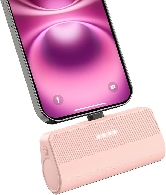 KKD Portable Charger for iPhone 15/16 Power Bank,【New Upgrade】 5000mAh USB-C Portable Phone Charger with 15W Fast Charging for iPhone 15 Pro/15 Plus/15 Promax/16 Pro/16 Promax/Samsung/Andriod-Pink