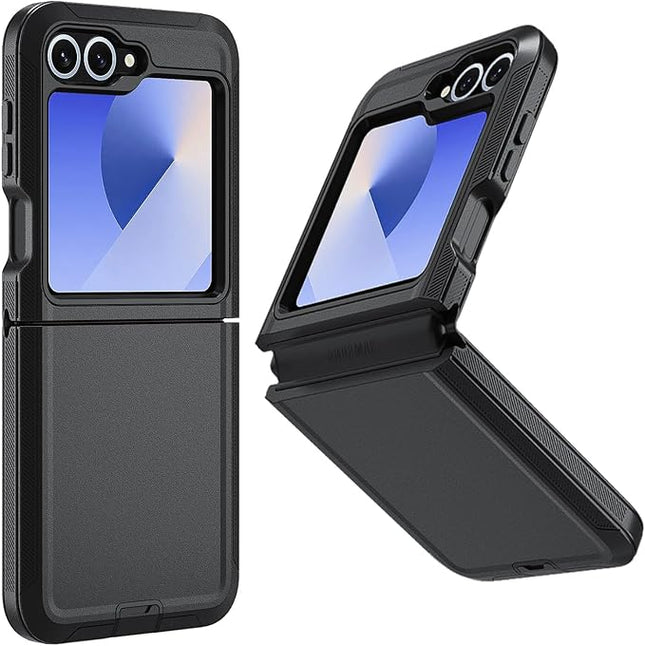 for Samsung Galaxy Z Flip 6 Case, Flip 6 Heavy Duty case,[Without Belt Clip][Military Grade Protective ][Shockproof] [Dropproof] [Dust-Proof], for GalaxyZ Flip 6 5G (Black)