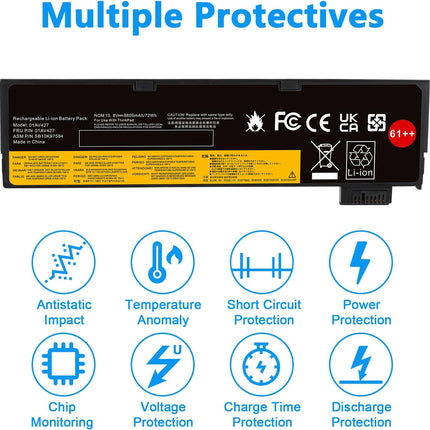 72Wh 61++ 01AV427 01AV425 Battery for Lenovo ThinkPad T480 T470 P51S P52S T570 T580 A485 A475 TP25 Series SB10K97584 SB10K97585 01AV490 01AV492 X50M08812 4X50M08812 01AV422 01AV423 01AV428