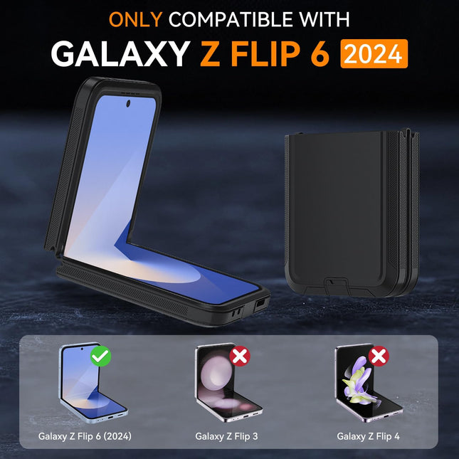 for Samsung Galaxy Z Flip 6 Case, Flip 6 Heavy Duty case,[Without Belt Clip][Military Grade Protective ][Shockproof] [Dropproof] [Dust-Proof], for GalaxyZ Flip 6 5G (Black)
