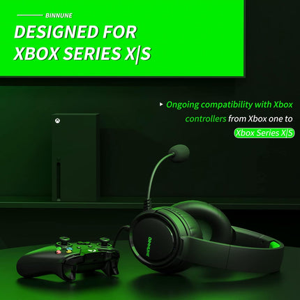 BINNUNE Gaming Headset with Mic for Xbox Series X|S Xbox 1 PS4 PS5 PC NS, Wired Audifonos Gamer Headphones with Microphone for Xbox 1 PS 4|5