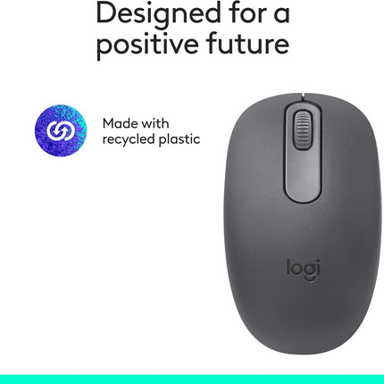 Logitech M196 Bluetooth Wireless Mouse, Compact and Portable Mouse for Laptops, Tablets and More, 12-Month Battery, Smooth Tracking, Compatible with PC and Mac, Windows and macOS - Graphite