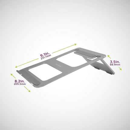 Philips Ultra-Thin Portable Laptop Stand, Vented Aluminum Design, Slip Resistant, Space Saving Style, Work from Home, Office, Travel, Notebook Holder, Ergonomic, DLK0100M/37