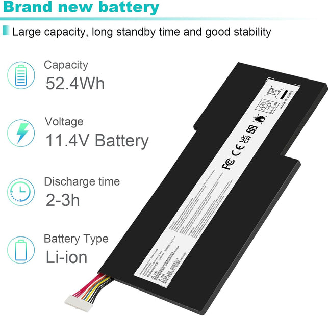 BTY-M6K Laptop Battery for MSI Stealth Pro GF63 GF65 GF75 GS63VR GS73VR 7RG 7RG-005 Thin 8RB 8RC 8RD 8RD-031TH 8RC 8RF 8SC 8RX Thin WS63 8SK WP65 WF65 WF75 MS-16K3 MS-17B4 MS-16W1 MS-16R1