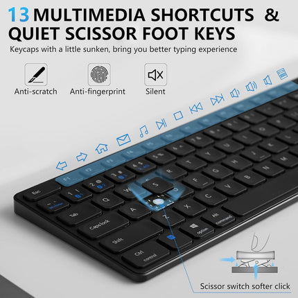RAPOO Multi Device Bluetooth 2.4G Wireless Keyboard and Mouse Combo for Mac OS, Rechargeable Slim Silent Keyboards 1600 DPI Mouse for Laptop/MacBook Pro/Air, iMac, iPhone, iPad Pro/Air/Mini