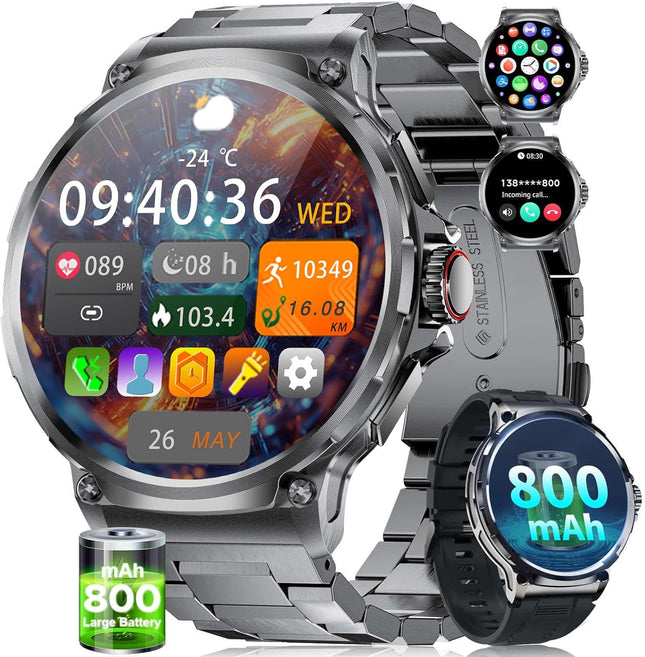 SUNKTA Military Smart Watch for Men 1.85" HD | NexOffers