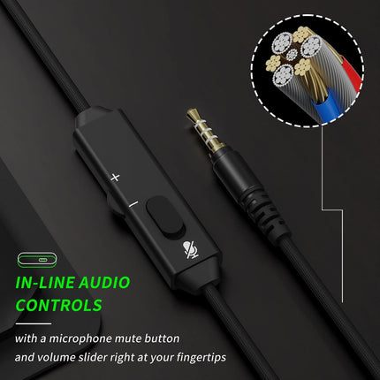 BINNUNE Gaming Headset with Mic for Xbox Series X|S Xbox 1 PS4 PS5 PC NS, Wired Audifonos Gamer Headphones with Microphone for Xbox 1 PS 4|5