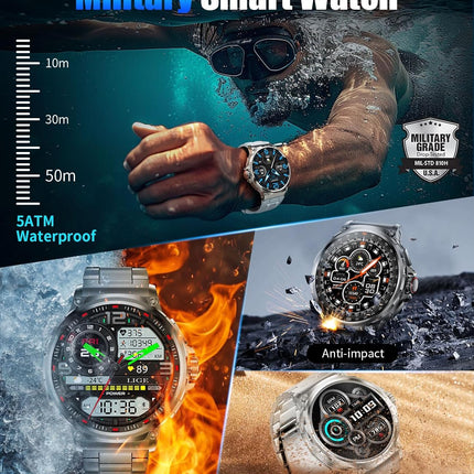 SUNKTA Military Smart Watch for Men 1.85" HD | NexOffers