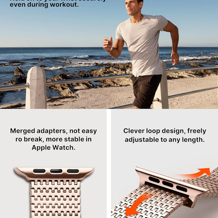 Fullmosa Compatible Apple Watch Metal Band 42mm(Series 10), Stainless Steel Mesh Loop Magnetic Clasp iWatch Band with TPU Case for Apple Watch Series 10 for women (Rose Gold)