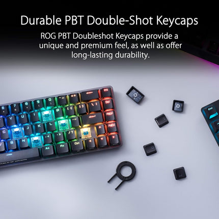 ASUS ROG Falchion NX 65% Wireless RGB Gaming Mechanical Keyboard | ROG NX Red Linear Switches, PBT Doubleshot Keycaps, Wired / 2.4G Hz, Touch Panel, Keyboard Cover Case, Macro Support,Black