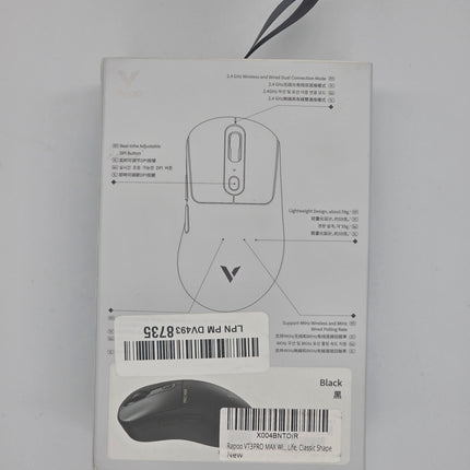 Rapoo VT3PRO MAX Wireless Gaming Mouse, 59g Superlight, 8KHz Polling, PAW 3950 Ultimate Optical Sensor, 30K Independent X/Y DPI, 1+8 Programmable Buttons, 200H Battery Life, Classic Shape, PC, Black