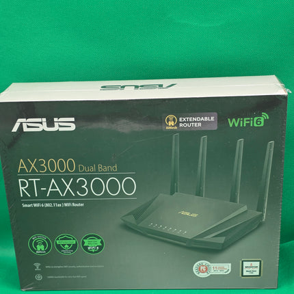 ASUS RT-AX3000 Ultra-Fast Dual Band Gigabit Wireless Router - Next Gen WiFi 6, Adaptive QoS, and AiProtection by Trend Micro | 1x WAN, 4x 1G LAN, 1x USB 3.0 - AiMesh Compatible
