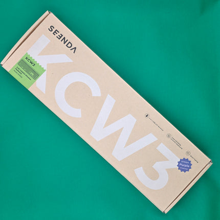 seenda Purple Wireless Keyboard with USB A/C Receiver, Rechargeable Full Size Retro Round Key Slim Keyboard for Windows PC