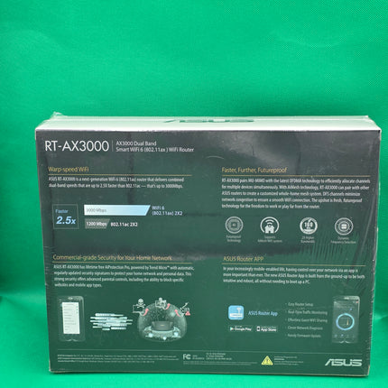 ASUS RT-AX3000 Ultra-Fast Dual Band Gigabit Wireless Router - Next Gen WiFi 6, Adaptive QoS, and AiProtection by Trend Micro | 1x WAN, 4x 1G LAN, 1x USB 3.0 - AiMesh Compatible