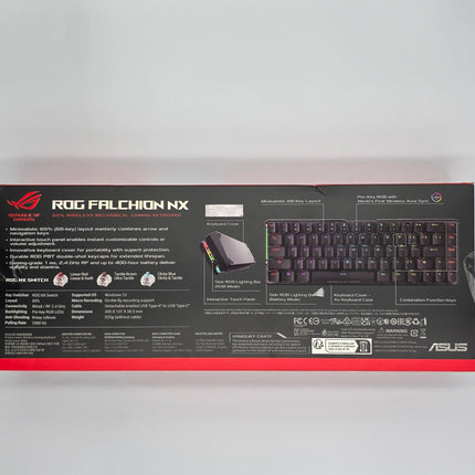 ASUS ROG Falchion NX 65% Wireless RGB Gaming Mechanical Keyboard | ROG NX Red Linear Switches, PBT Doubleshot Keycaps, Wired / 2.4G Hz, Touch Panel, Keyboard Cover Case, Macro Support,Black