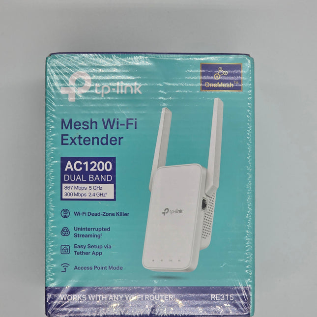 TP-Link AC1200 WiFi Extender, 2024 Wirecutter Best WiFi Extender, 1.2Gbps home signal booster, Dual Band 5GHz/2.4GHz, Covers Up to 1500 Sq.ft and 30 Devices ,support Onemesh, One Ethernet Port (RE315)